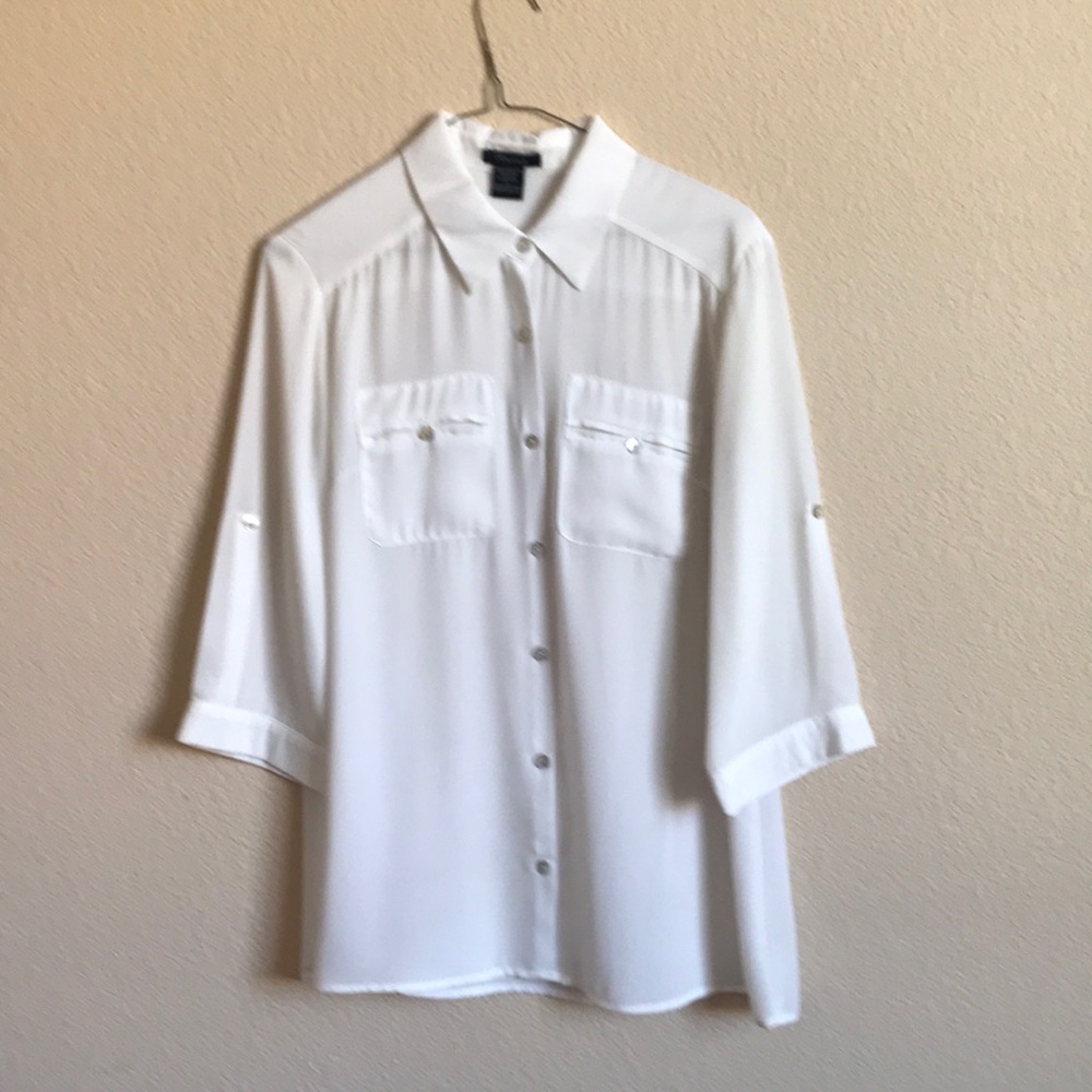 White button down blouse